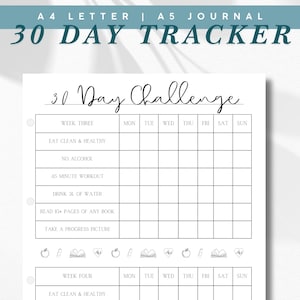 30-Day Fitness Challenge Tracker | Printable 30-Day Habit Tracker & Challenge Template | 30-Day Challenge Printable PDF