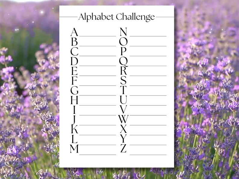 AZ Book Bingo Alphabet Reading Challenge Tracker Printable PDF for