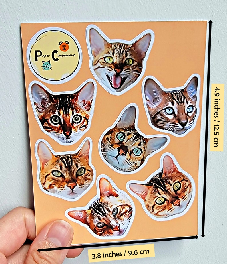 7-piece Bengal Cat Sticker Set Great for Decorating Planners, Journals ...