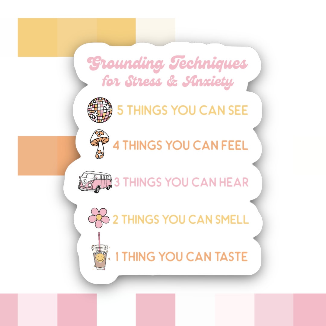 Grounding Technique Mental Health Sticker, Mental Health Sticker, Therapist Sticker