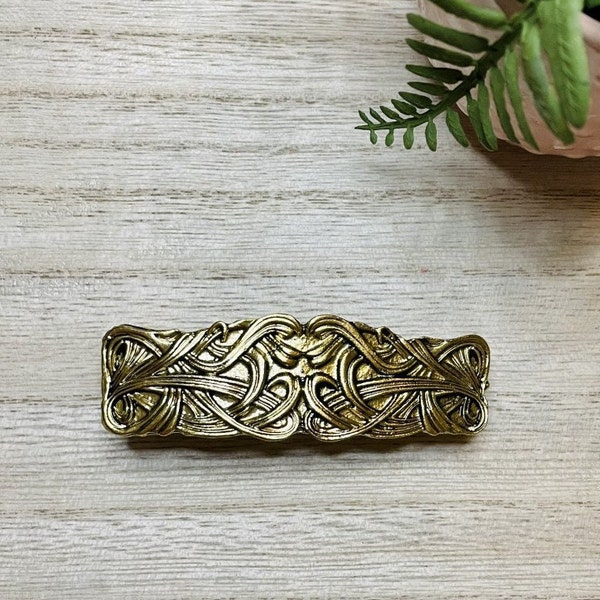 Gold French Barrette for Adults, Antique Style Gold French Barrette, Adult Hair Accessories, Modern Hair Clip, Hair Clamp, Gifts for Her