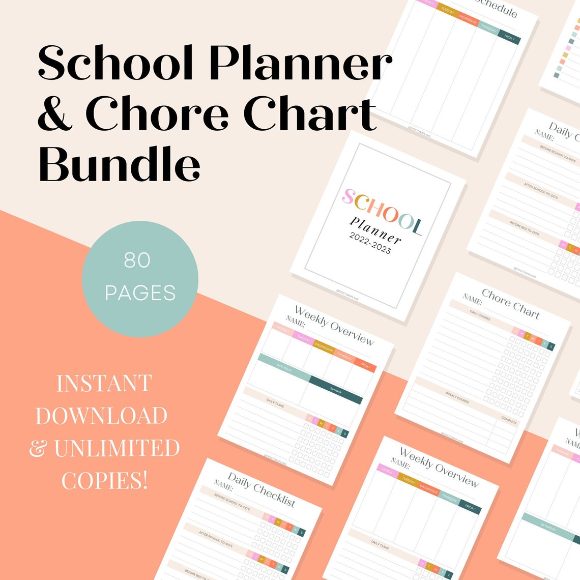 20222023 School Planner Printable Student Planner Chore Etsy Canada