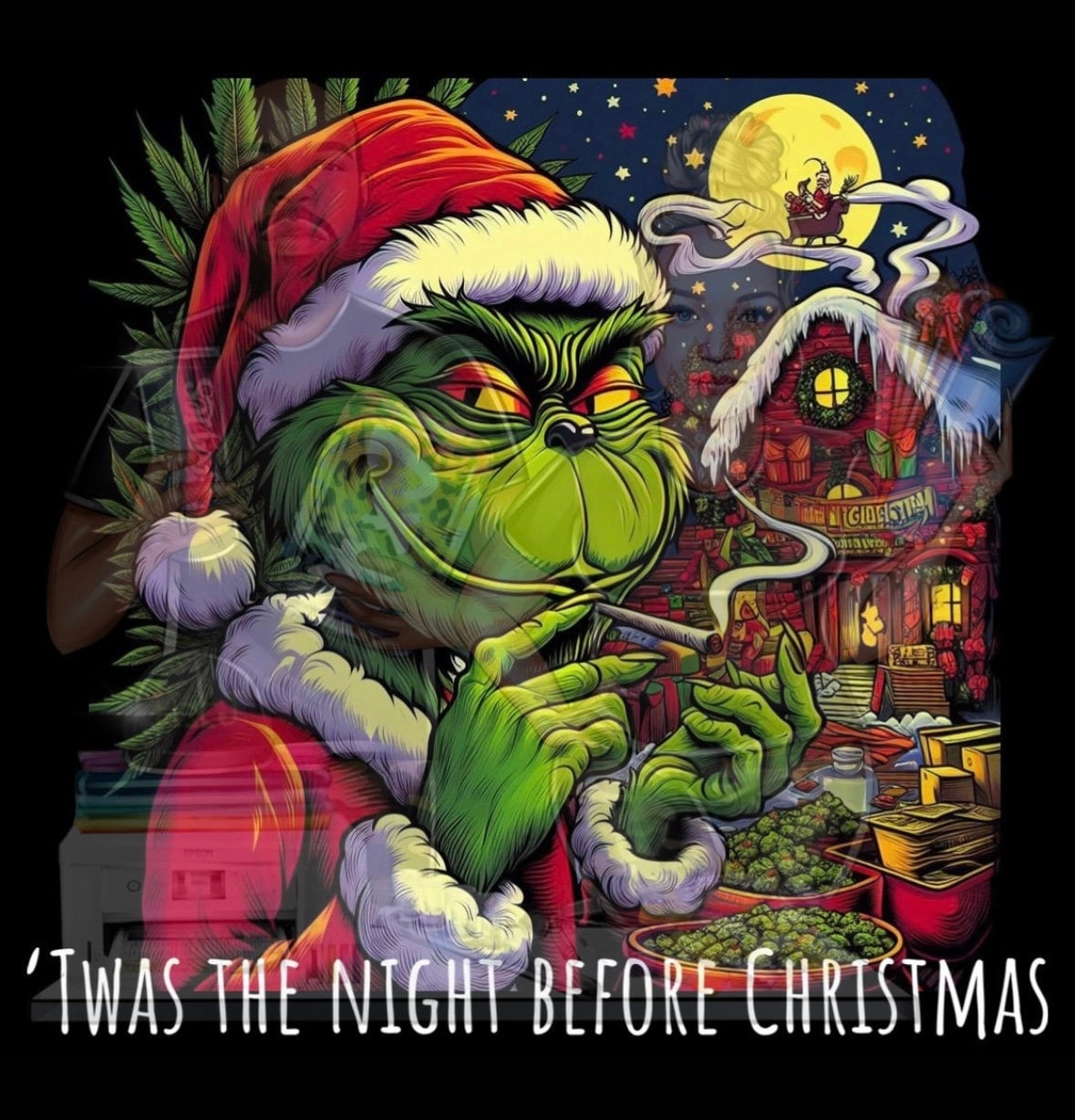 Smoking Grinch Cannabis 420 Funny Adult Naughty Santa Christmas Cannabis  Gingerbread PNG Instant Download