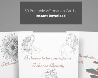 Positive Affirmation Cards, Self Love, Manifestation Cards, Law of Attraction Cards, Vision Board, Motivational Prints, Self Care