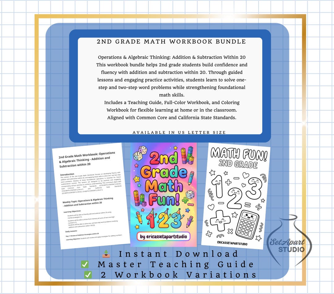 2nd Grade Common Core Math Bundle | 2nd Grade Workbook | 2nd Grade Math ...