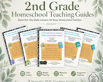 2nd Grade Homeschool Curriculum Bundle | Reading, Math, Science, Social Studies & Language Arts Teaching Guides PDF