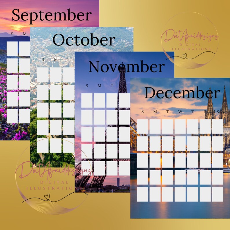 20242025 Calendar Frames Editable Canva Template Frame Etsy
