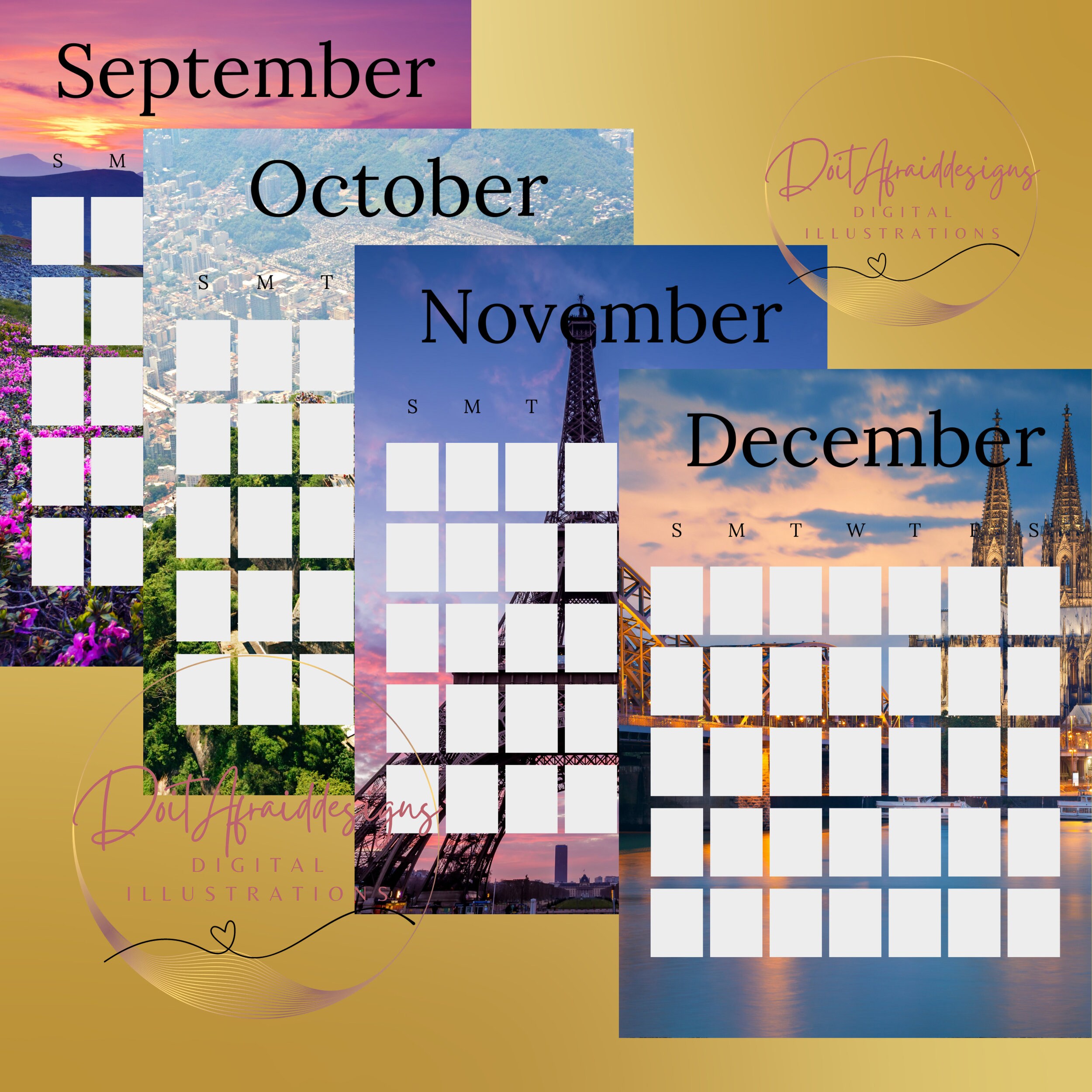 20242025 Calendar Frames Editable Canva Template Frame Etsy