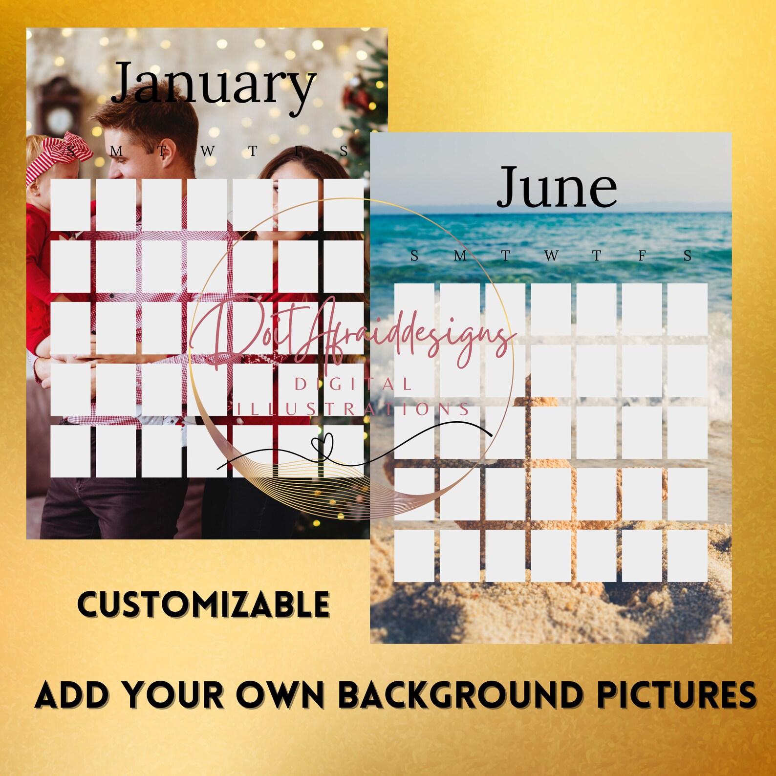 20242025 Calendar Frames Editable Canva Template Frame Etsy