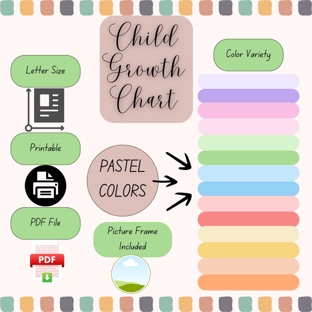 Printable Child Growth Chart Kid Size and Height Tracking Etsy