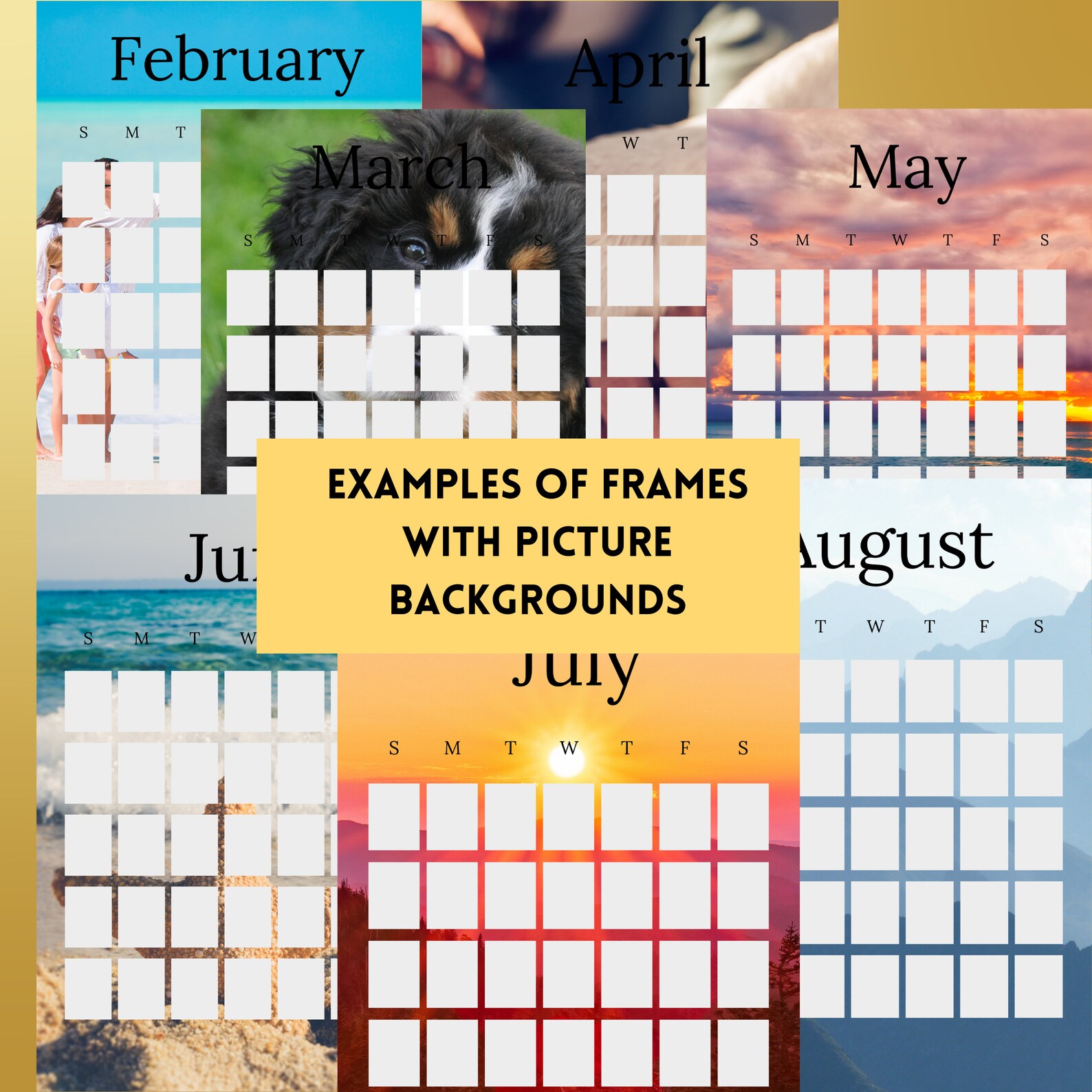 20242025 Calendar Frames Editable Canva Template Frame Etsy