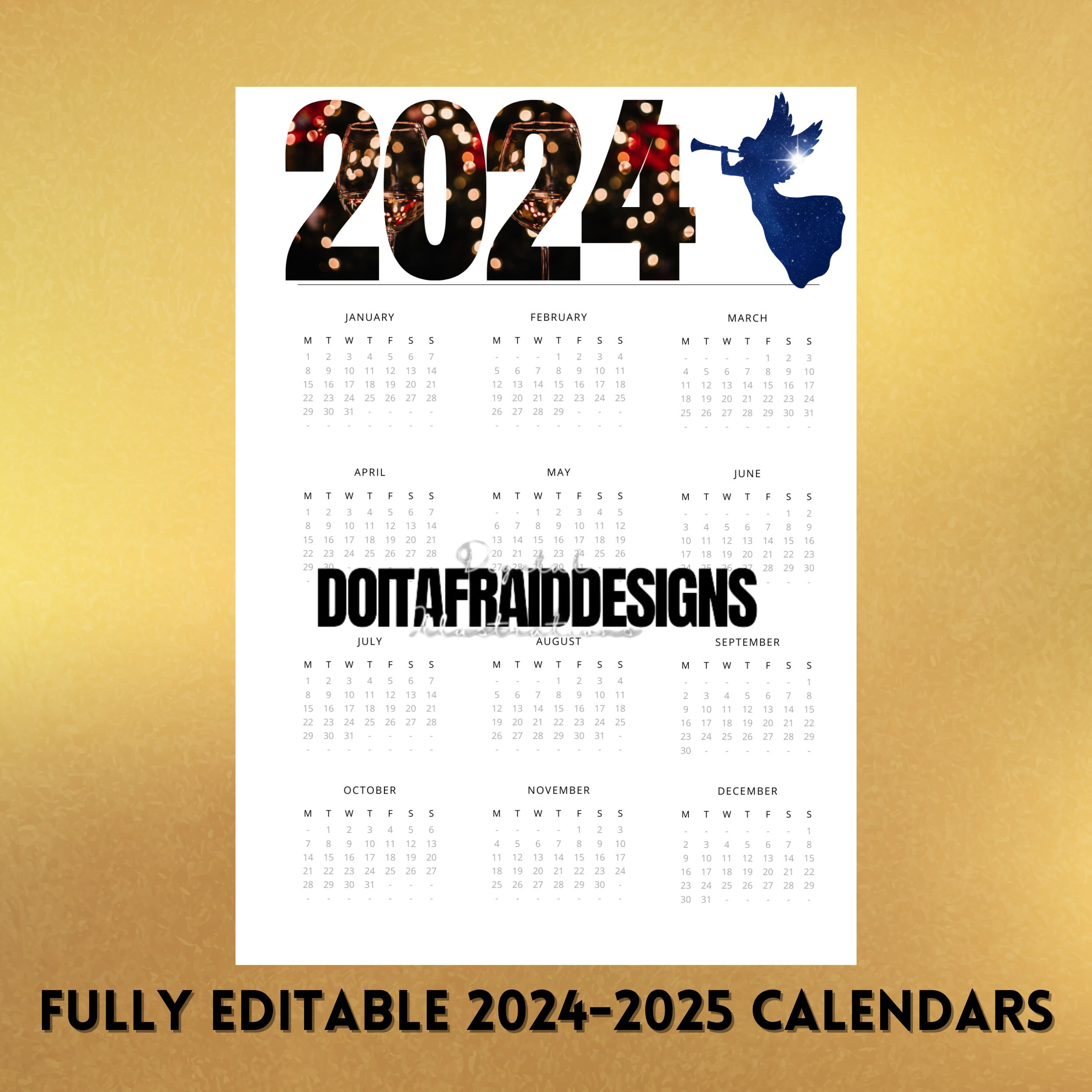 20242025 Calendar Frames Editable Canva Template Frame Etsy