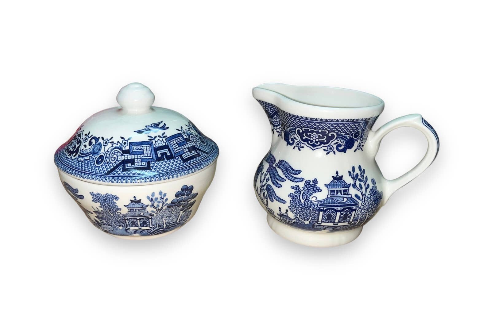 Vintage Churchill Blue Willow Creamer Milk Jug and Sugar Bowl Etsy