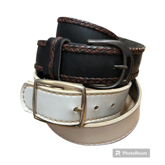 Bundle Lot of 2 Vintage Leather Belts 30-32