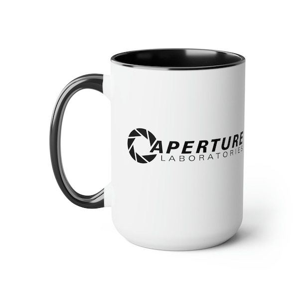 Aperture Science Two-Tone Coffee Mug, Aperture Laboratories, Portal, Portal 2, 15oz Mug