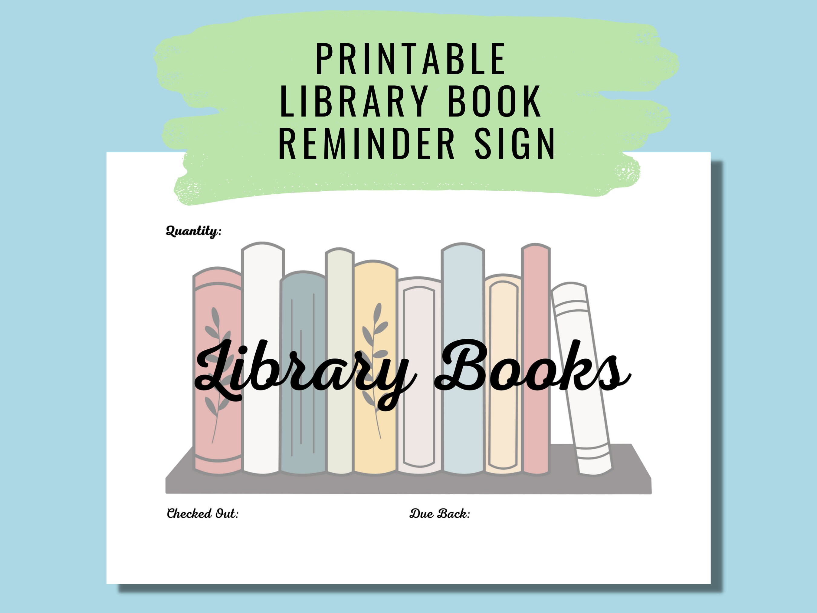 Printable Library Book Reminder Homeschool Tools Daily Reminder ...