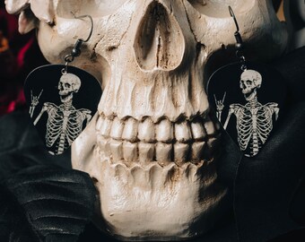 Guitar Pick Earrings: Rocker Skeleton Earrings