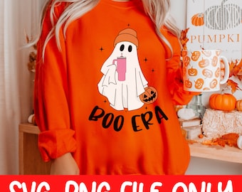 Maglietta alla moda "In My Boo Era" - T-shirt da donna Comfort Colors - Magliette di Halloween - Maglietta ispirata al retrò - Magliette autunnali - PNG fantasma - SVG di Halloween