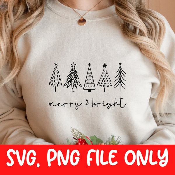 Merry  and Bright Christmas svg, Christmas svg, png instant download, Christmas Trees svg, Christmas svg, Christmas Shirt svg, Holiday svg