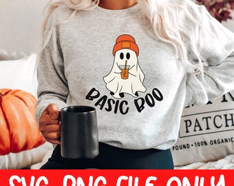 Süßer Geist trinken Kaffee Png, Basic Boo, Geist Eiskaffee png, Halloween Geist Png, Bleib gruselig Png, Geist png, Geist SVG, Basic png