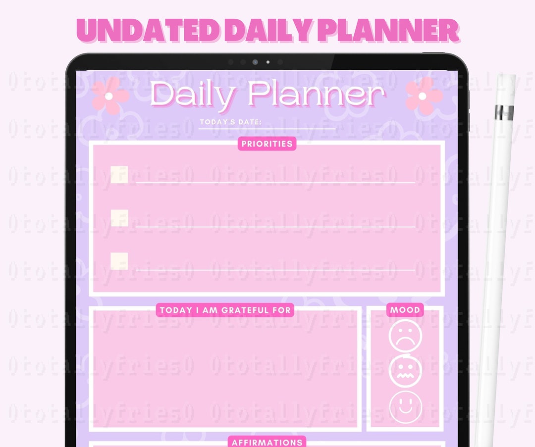 Undated Digital Planner Goodnotes Cute iPad Daily Planner Pages Cute