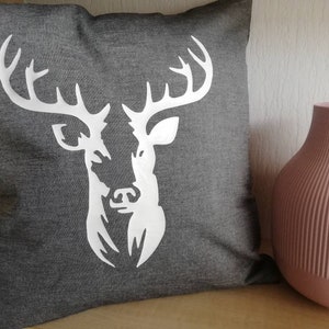 Cushion cover deer, grey, 100% cotton, 40 cm x 40 cm