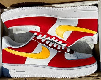 red white blue gold air force ones