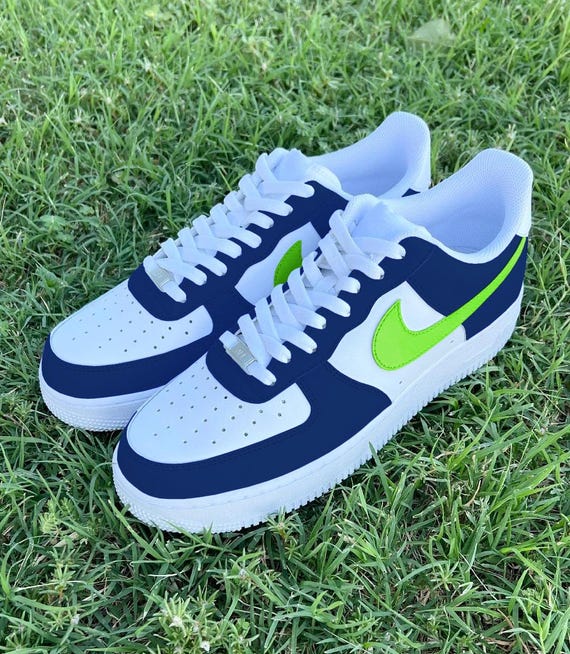 blue and lime green nikes