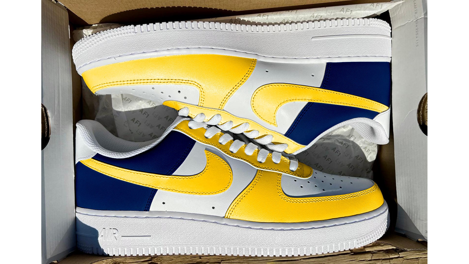 Custom LAR Half Blue & Yellow Air Force 1