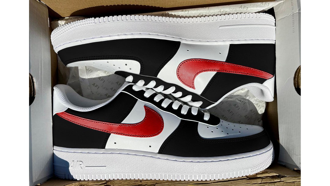 matte black and red air force 1