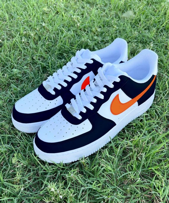 Custom CHI Navy Orange Air Force 1's