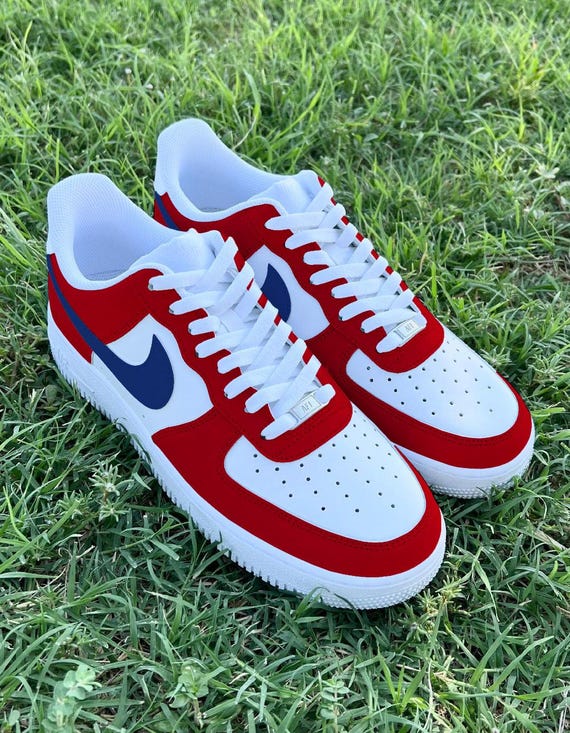 Custom BUF Red Royal Blue Air Force 1's UK