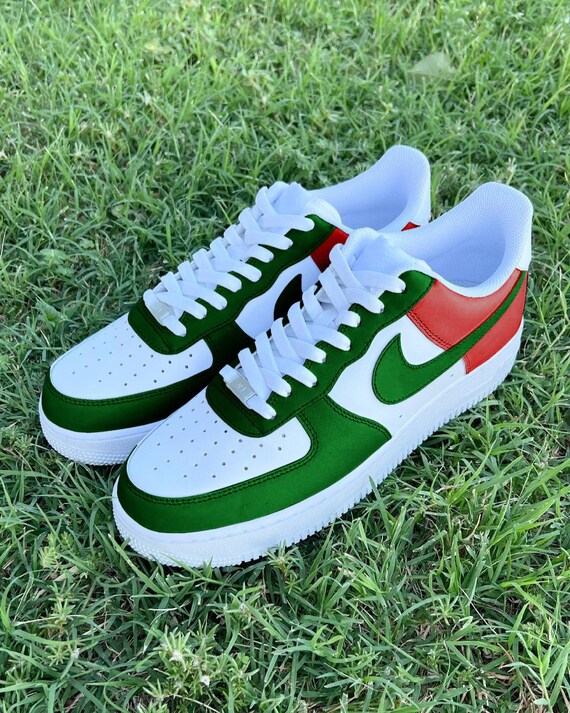 Custom Half Red & Green Air Force 1 display picture 1
