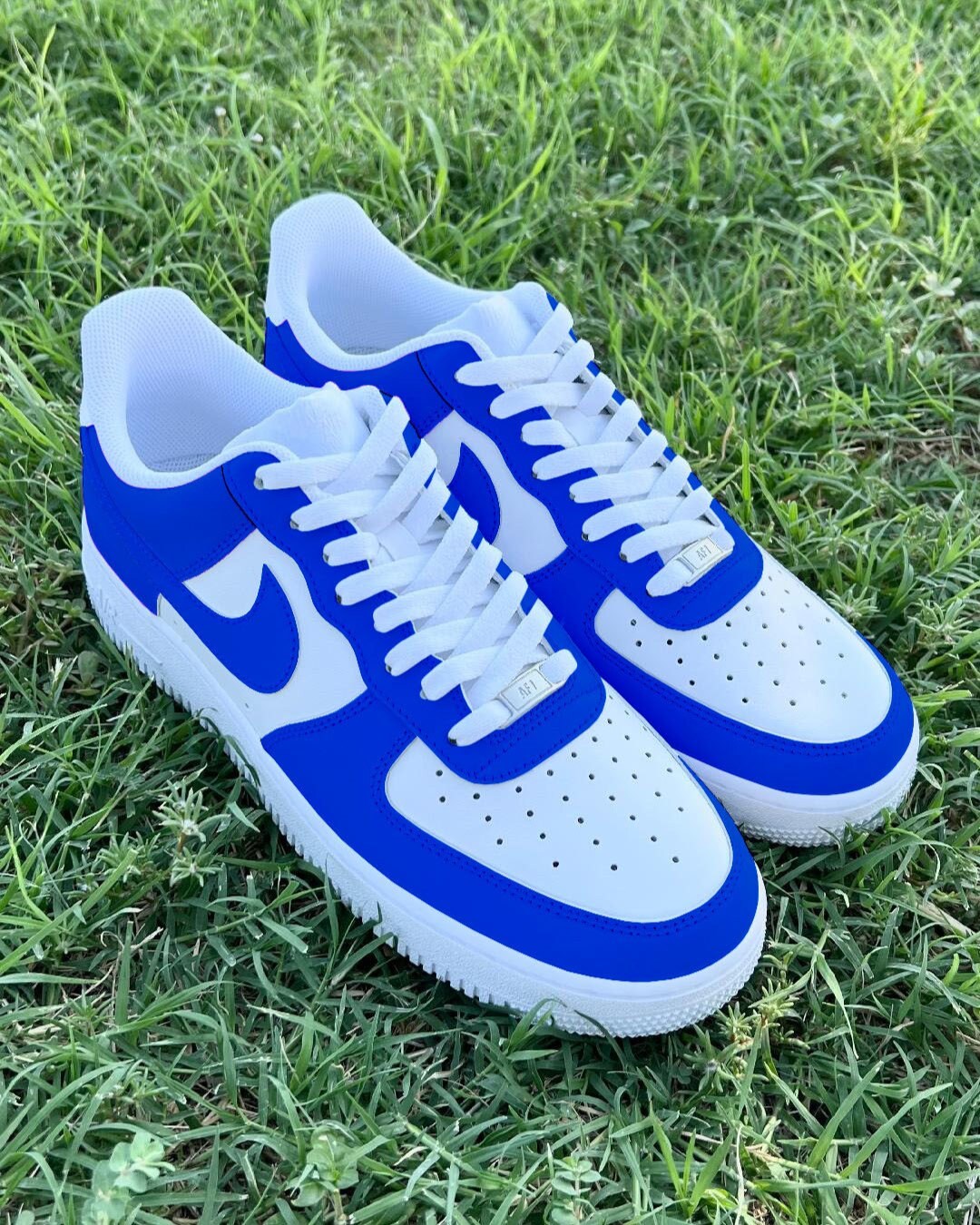 white blue air force ones