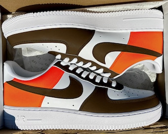 Custom CLE Half Orange & Brown Air Force 1's