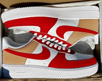 Custom SF Half Gold & Red Air Force 1's