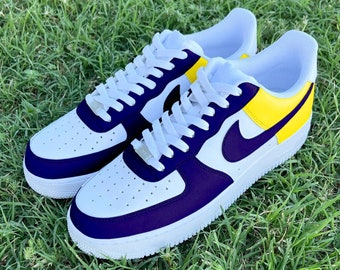 Custom Half Yellow & Purple Air Force 1