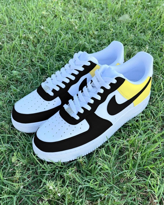 Custom Half Pale Yellow & Black Air Force 1 display picture 2