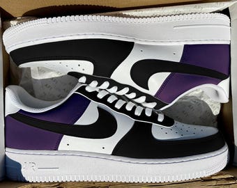 Custom BAL Half Purple & Black Air Force 1's