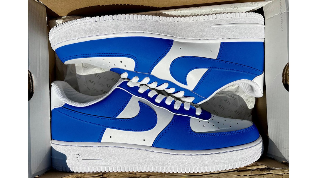 Custom Blue & White Air Force 1's - Etsy