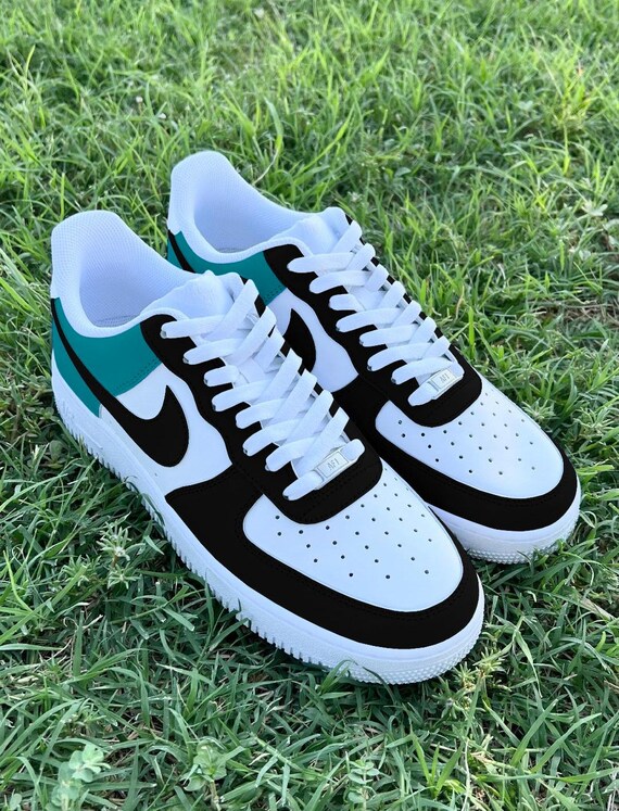 Custom JAX Half Teal & Black Air Force 1's - Etsy