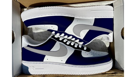 Blue and silver air force 1 cheap