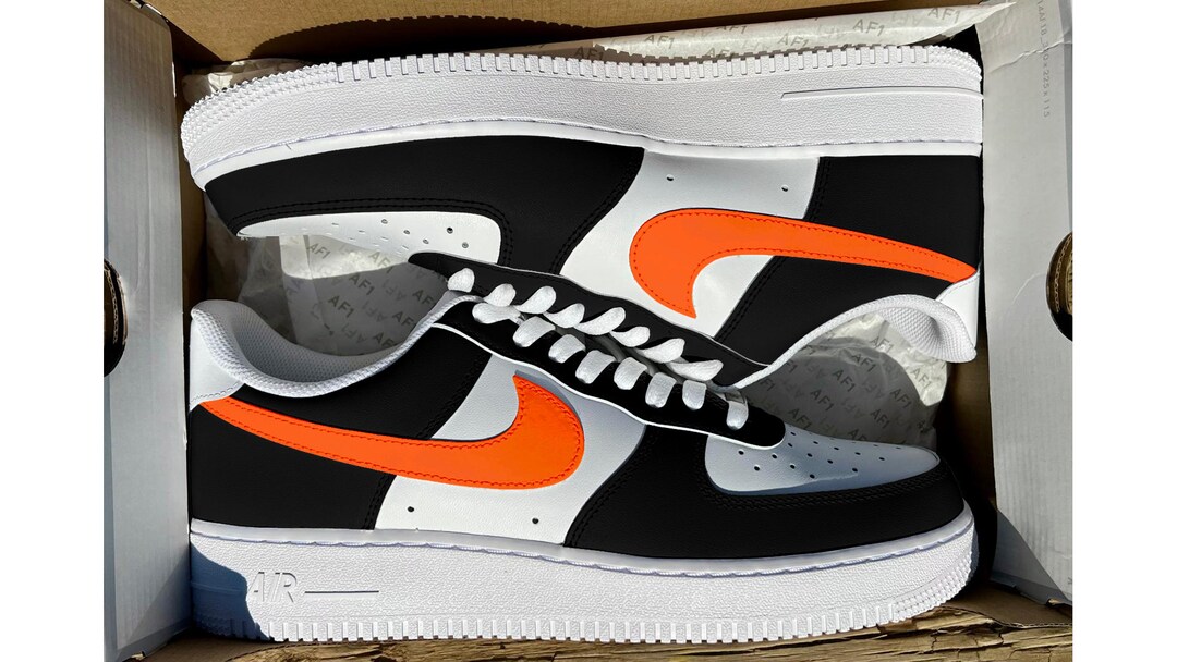 Nike Air Force 1’07 LVB White Tan Sneakers with Black and Orange Accents Nike Air Force 1  main image 4