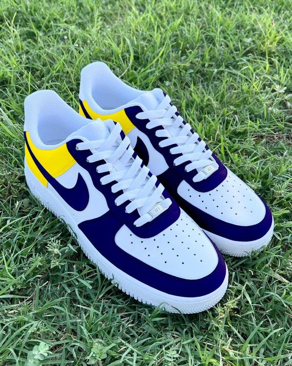 yellow and purple air force ones