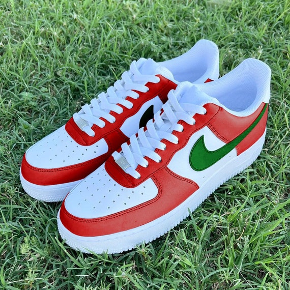 Custom Red & Green Air Force 1 display picture 3