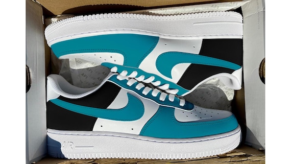 Custom JAX Half Black & Teal Air Force 1's - Etsy