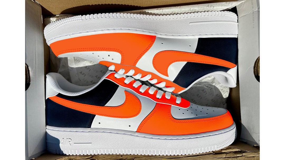 Custom DEN Half Navy Orange Air Force 1's