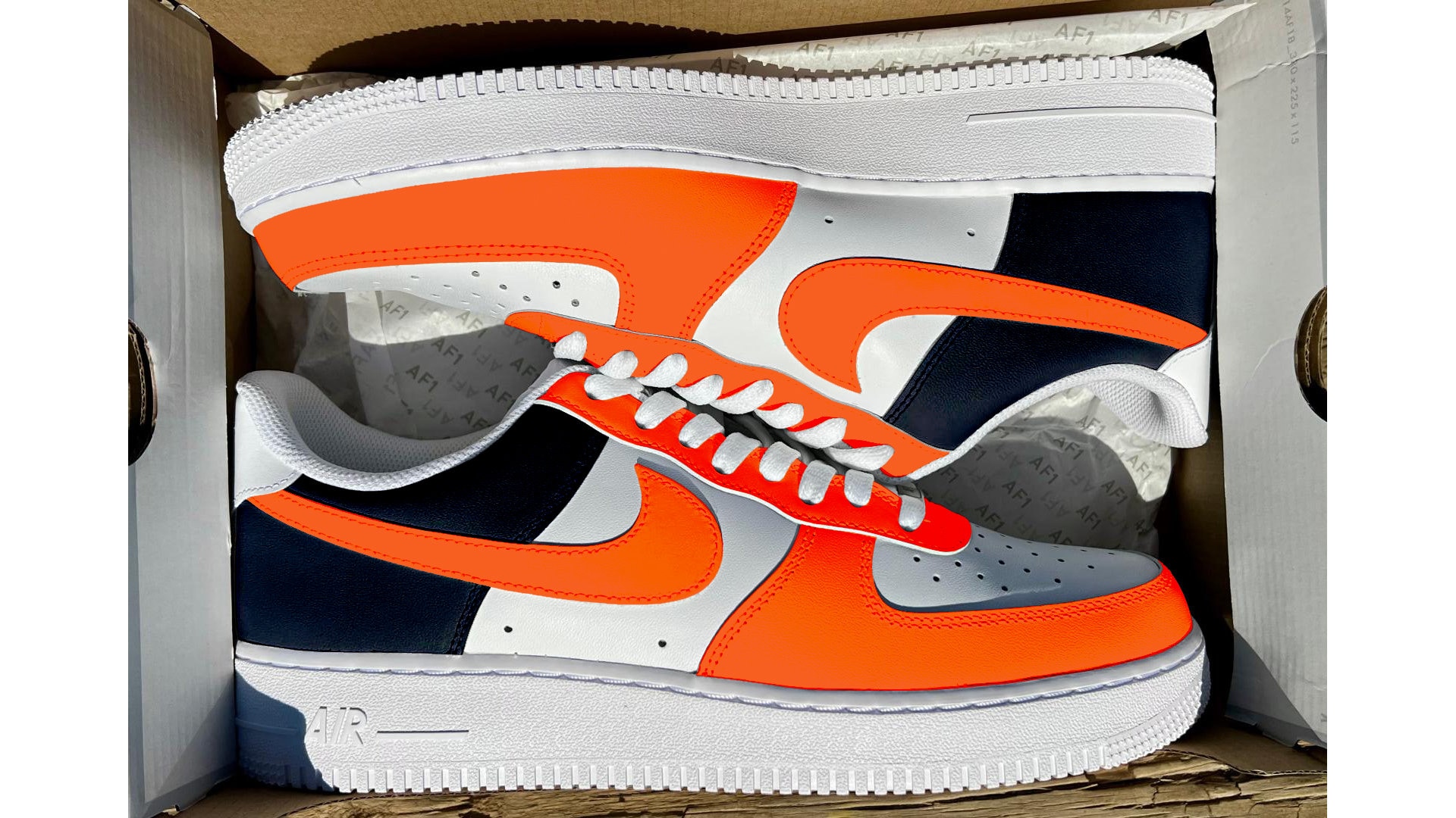 Custom DEN Half Navy & Orange Air Force 1's - Etsy