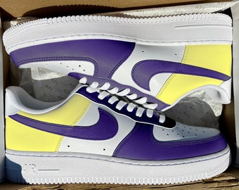 Custom Half Pale Yellow & Violet Air Force 1 display picture 1
