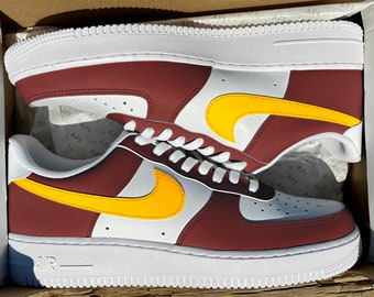 Burgundy and gold air force ones online